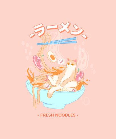 T-Shirt Design Template Featuring Beautiful Illustrations of Ramen 3690