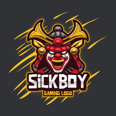 Gaming Logo Template Featuring an Evil Samurai Illustration 