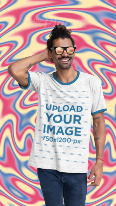  Ringer T-Shirt Video With a Trippy Animated Background 3288v