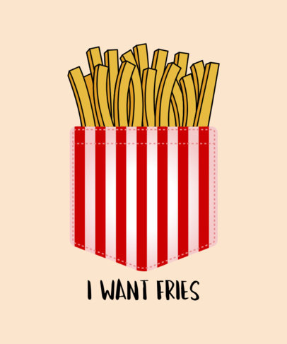 T-Shirt Design Template Featuring Fries in the Pocket 
