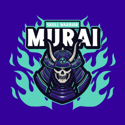 Illustrated Logo Generator for Gamers Featuring a Skull With a Samurai Helmet 