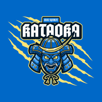 Logo Template for Gamers Featuring an Oni Samurai Clipart 