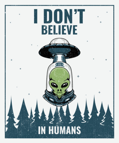 T-Shirt Design Template Featuring UFO Illustrations