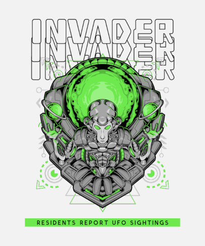 T-Shirt Design Generator Featuring an Extraterrestrial Invader Graphic