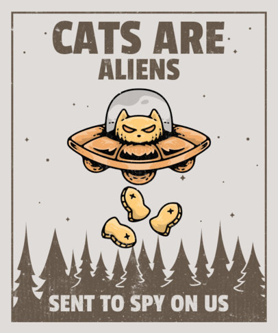 T-Shirt Design Maker for UFO Day with a Funny Alien Cat Graphic