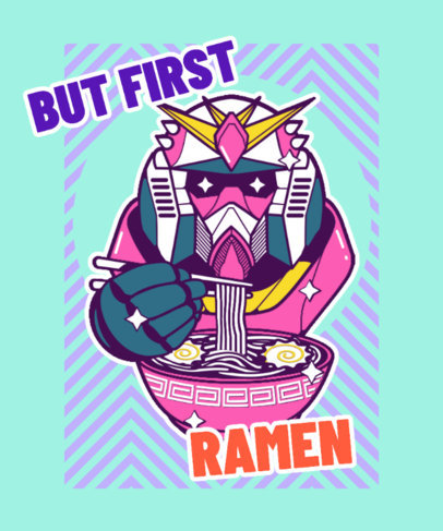 Fun T-Shirt Design Generator Featuring a Japanese Mecha Eating Ramen 3688c