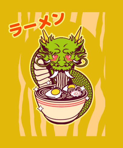 Ramen-Themed T-Shirt Design Maker with a Kawaii Graphic of a Dragon 3688e