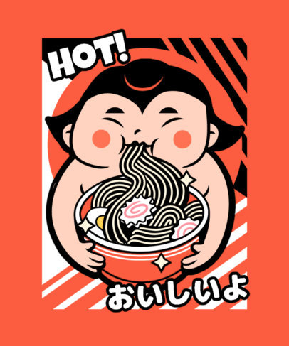 Ramen-Themed T-shirt Design Maker with a Kawaii Graphic of a Sumo Fighter 3688h