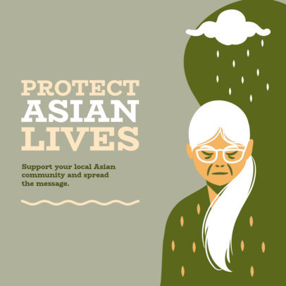 Instagram Post Maker With an AAPI Support Message and a Woman Illustration 