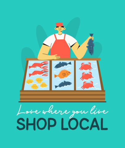 Illustrated Tote Bag Design Template With a Local Business Support Theme 3693e