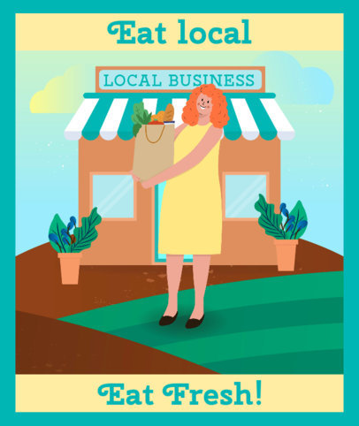 Tote Bag Design Creator with a Colorful Illustration to Support Local Markets 3692c