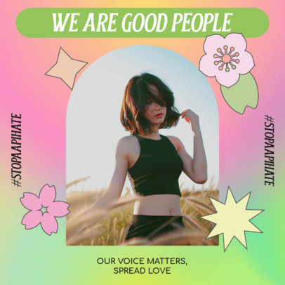 Instagram Post Template Featuring an AAPI Supportive Message 