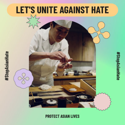 Instagram Post Design Template Featuring a Stop AAPI Hate Message 