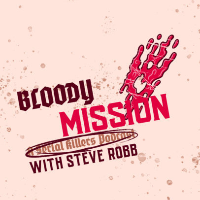 Podcast Cover Design Template With a True-Crime Theme and Bloody Graphics 4357j