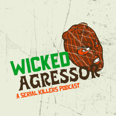 Crime-Themed Podcast Cover Design Template Featuring Grunge Background Textures 4357p
