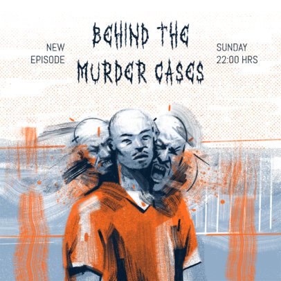 Podcast Cover Maker Featuring a Grunge Design for a Murder Cases Show 4359f