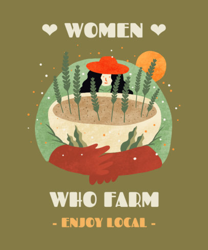 T-Shirt Design Creator Featuring an Female Farmer Illustration 3695b