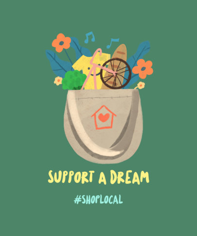T-Shirt Design Template for a Shop Local Campaign 3695c