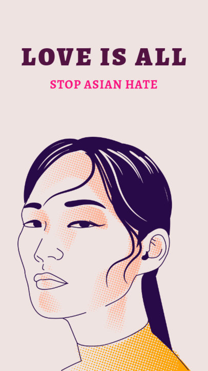 Instagram Story Generator Featuring an Illustrated Woman with a Stop AAPI Hate Quote