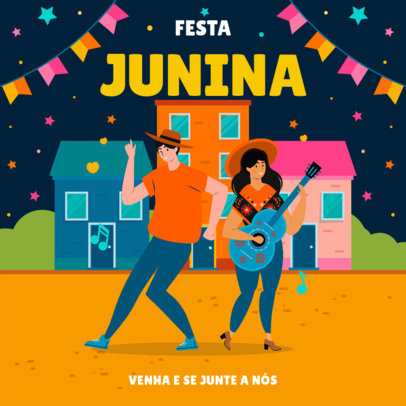Instagram Post Template Featuring Festa Junina Illustrations 3713