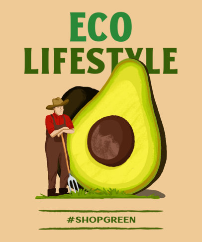 T-Shirt Design Template with an Eco Lifestyle Theme 3694d