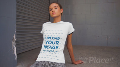 T-Shirt Video Featuring a Young Woman Posing in Urban Settings