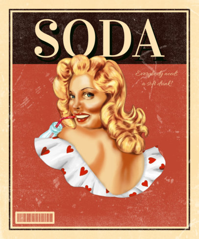 T-Shirt Design Template with Illustrations Inspired by Vintage Ads