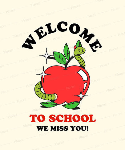 T-Shirt Design Template with Back-to-School Illustrations
