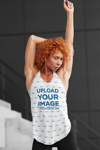 Tank Top Mockup of a Red-Headed Woman Stretching Her Arm m8649 r-el2