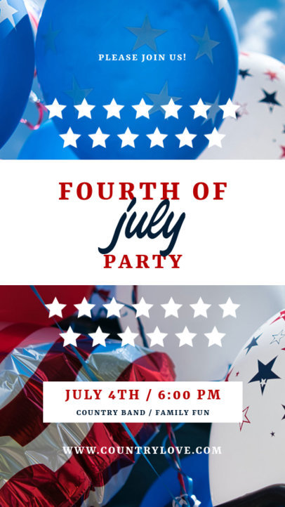 Instagram Story Design Template for a 4th of July Party Invitation 3994d-el1