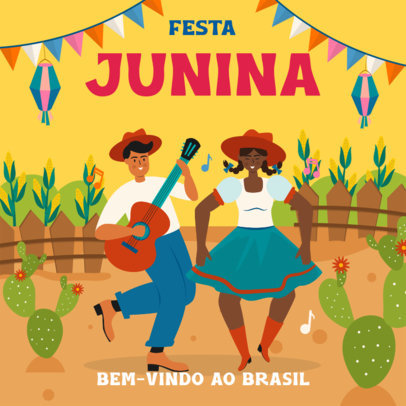 Illustrated Instagram Post Maker for the Festa de São João Holiday 3713a