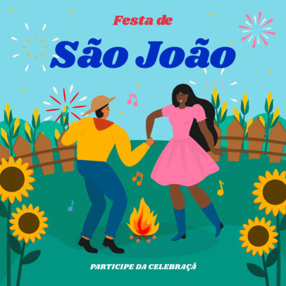 Colorful Instagram Post Creator with Festa de São João Graphics 3713c
