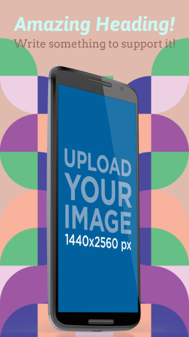 Mockup of a Nexus Phone in Portrait Position with a Customizable Background