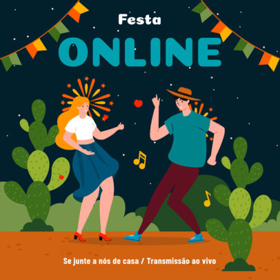 Instagram Post Generator for an Online Festa Junina Invitation 3713b