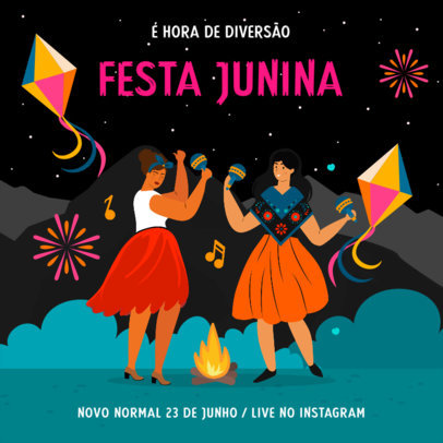 Festive Instagram Post Maker Featuring Festa de São João Illustrations 3713h