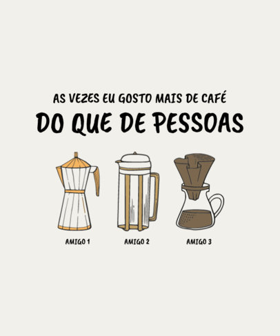 Portuguese T-Shirt Design Template Featuring a Quote About Coffee