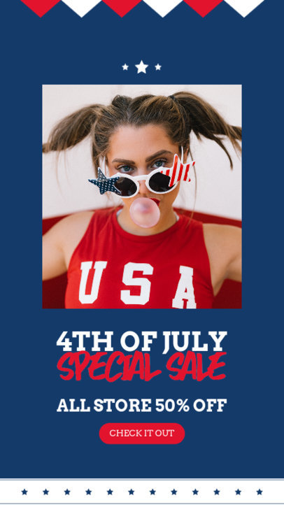Instagram Story Template for a Special Sale Featuring a 4th of July Theme 