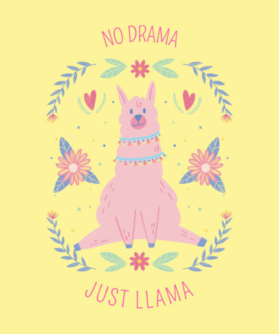 Illustrated T-Shirt Design Maker Featuring a Quote and a Silly Llama Clipart 