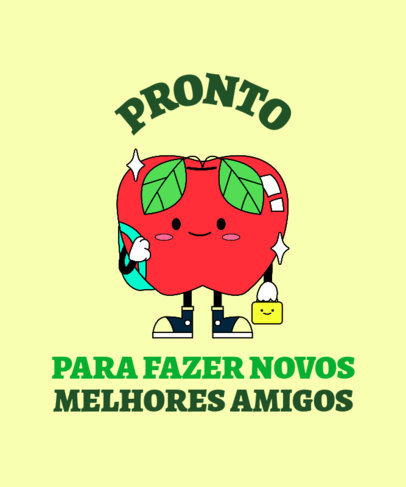 Illustrated T-Shirt Design Creator with a Happy Apple Character
