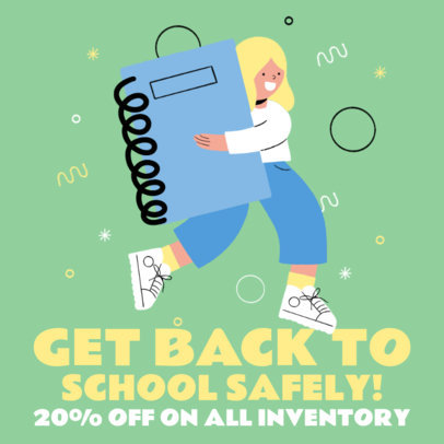 Instagram Post Design Maker for a Back to School Sale and Illustrated Characters