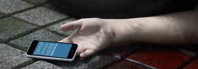 iPhone 5c White Texting While Crossing Street Wide