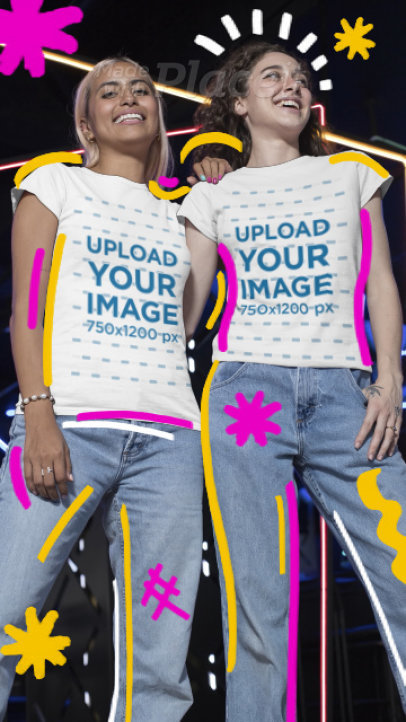 T-Shirt Video Featuring Two Friends and a Girly Animation 3291v