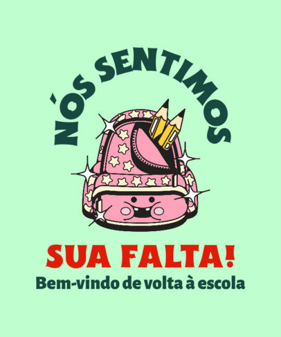 T-Shirt Design Creator Featuring a Backpack with a Back-to-Virtual-School Quote
