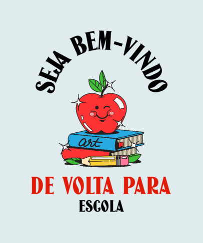 T-Shirt Design Maker Featuring a Smiling Apple with School Books