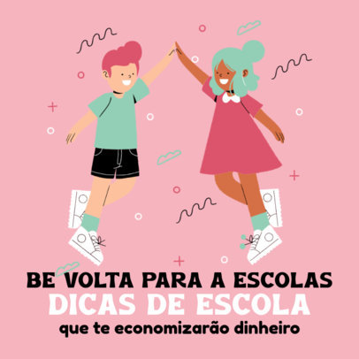 Instagram Post Design Template With Illustrated Characters and a Back to School Theme