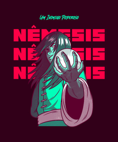 T-Shirt Design Maker Featuring an Anime Ninja and a Text in Portuguese