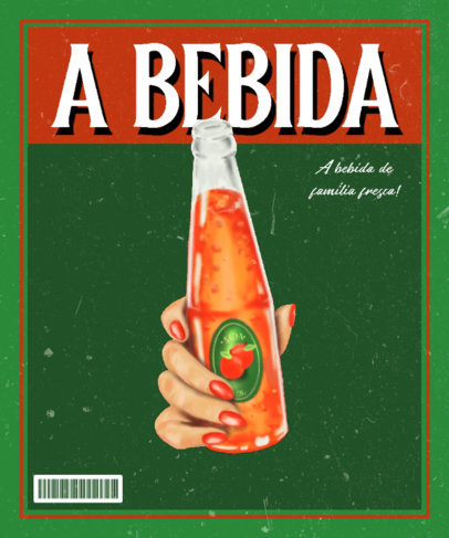 Illustrated T-Shirt Design Template Inspired by a Vintage Soda Ad