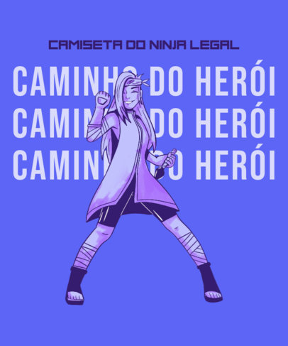 Naruto-Inspired T-Shirt Design Template with a Female Ninja Character