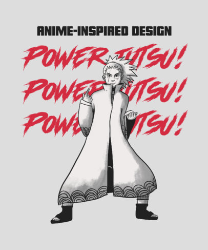 Anime T-Shirt Design Template with a Powerful Ninjutsu Warrior 4380j