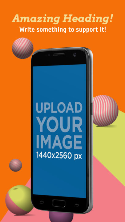 Screenshot Mockup of a Floating Samsung Galaxy in Portrait Position